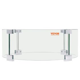 VEVOR Fire Pit Wind Guard, 17 x 6.7 inch Round Glass Flame Shield, 0.24-Inch Thick Fire Table Accessory, Clear Tempered Glass Flame Guard for Propane